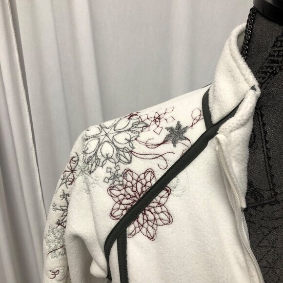 Eddie Bauer Fleece Sweatshirt Womens Size Medium Embroidered Zippered Jacket - Picture 2 of 8